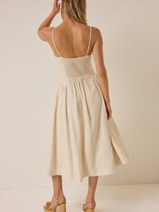 Sirena Beaded Linen Dress