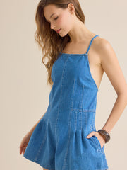 Nichole Denim Halter Romper