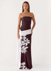 Palomar Strapless Maxi Dress - Chocolate Tropic Floral