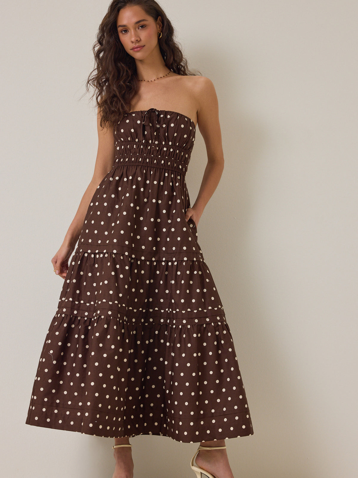 Johanna Strapless Polka Dot Maxi Dress