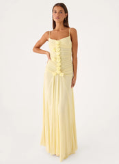 Marcia Flower Maxi Dress - Yellow