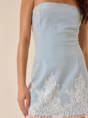 Karan Strapless Lace Dress