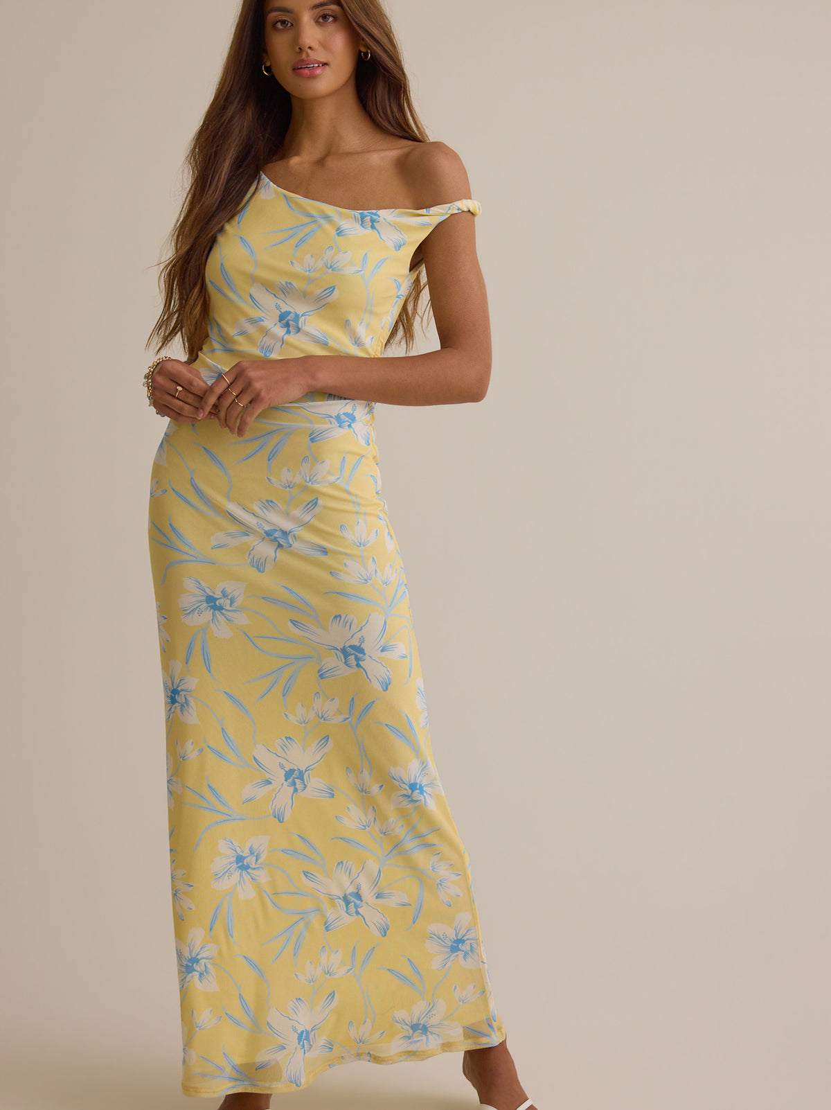 Zari Floral Ruched Maxi Dress